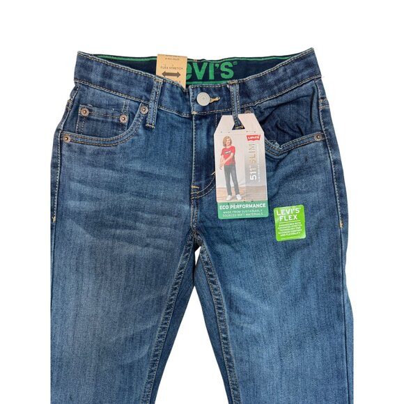 NWT Levis 511 Slim Fit Boys 8 Jeans 24X25 NWT Stretch Eco Performance Denim Blue - Picture 5 of 14
